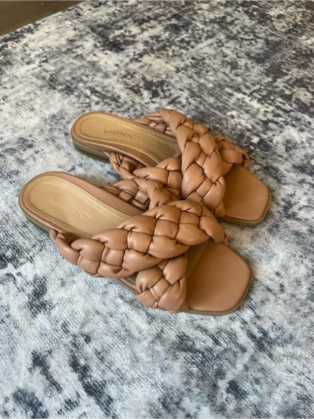 Vionic Kalina Braided Slide Sandals Tan Beige Nude Womens Size 8.5 US⁠